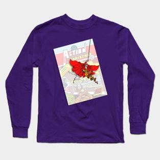 Super Sky Santa Action Christmas Comic Long Sleeve T-Shirt